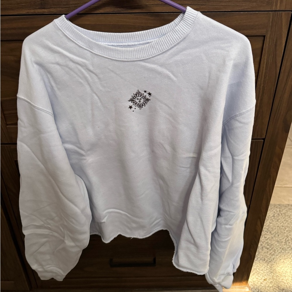 Hollister light blue Crop Long Sleeve Hoodie